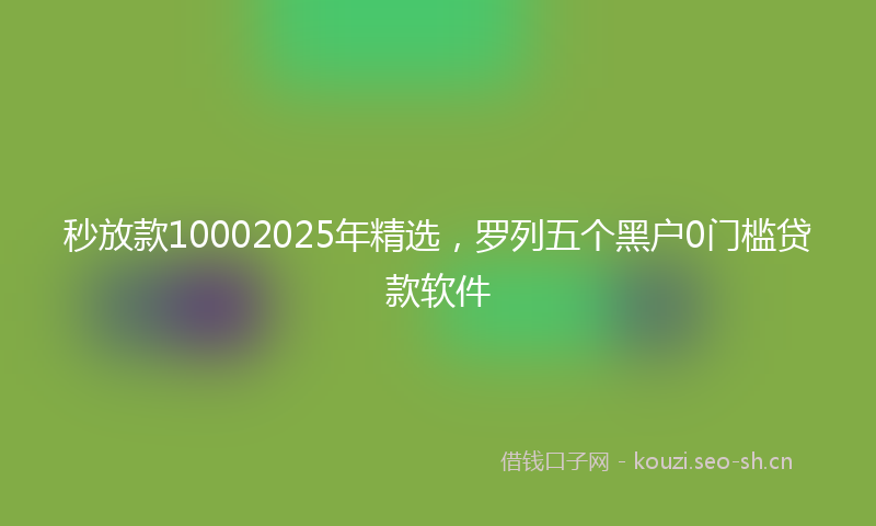 秒放款10002025年精选，罗列五个黑户0门槛贷款软件
