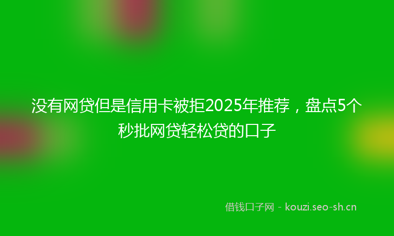 没有网贷但是信用卡被拒2025年推荐，盘点5个秒批网贷轻松贷的口子