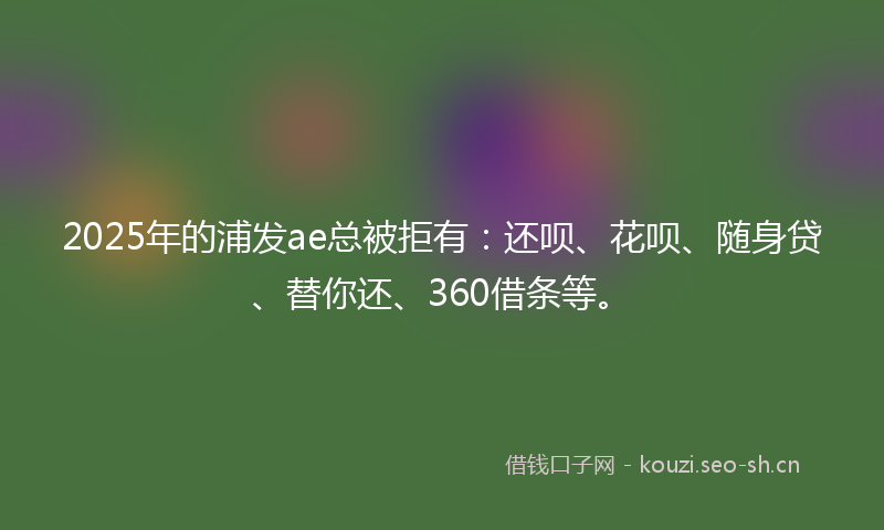 2025年的浦发ae总被拒有：还呗、花呗、随身贷、替你还、360借条等。