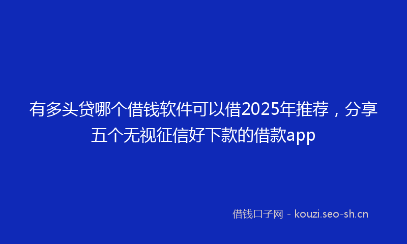 有多头贷哪个借钱软件可以借2025年推荐，分享五个无视征信好下款的借款app