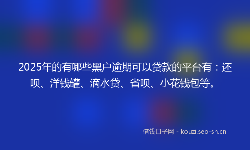 2025年的有哪些黑户逾期可以贷款的平台有：还呗、洋钱罐、滴水贷、省呗、小花钱包等。