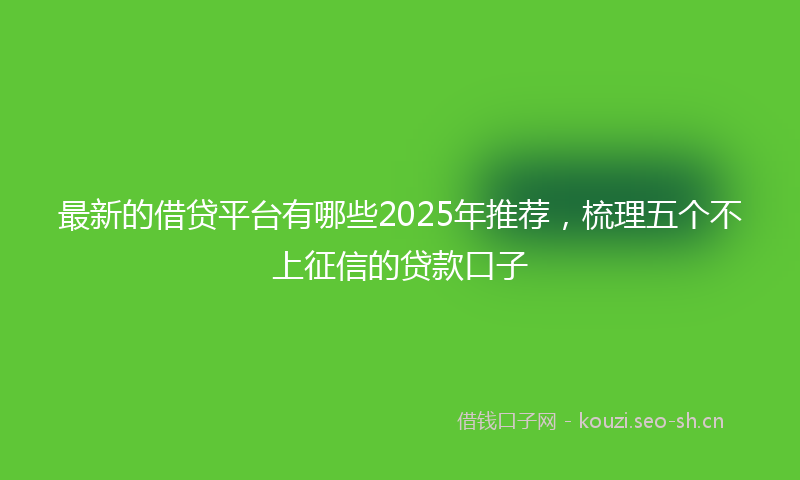 最新的借贷平台有哪些2025年推荐，梳理五个不上征信的贷款口子