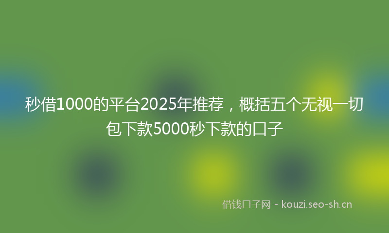 秒借1000的平台2025年推荐，概括五个无视一切包下款5000秒下款的口子