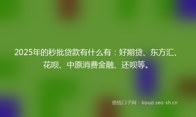 2025年的秒批贷款有什么有：好期贷、东方汇、花呗、中原消费金融、还呗等。
