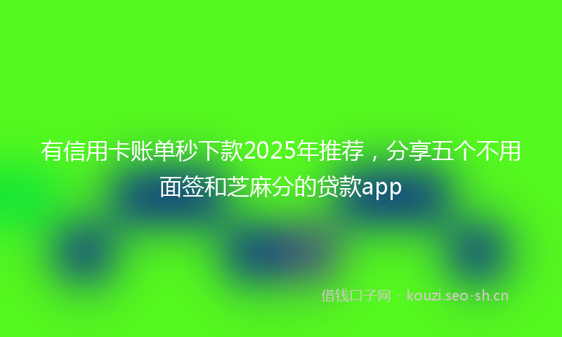 有信用卡账单秒下款2025年推荐，分享五个不用面签和芝麻分的贷款app