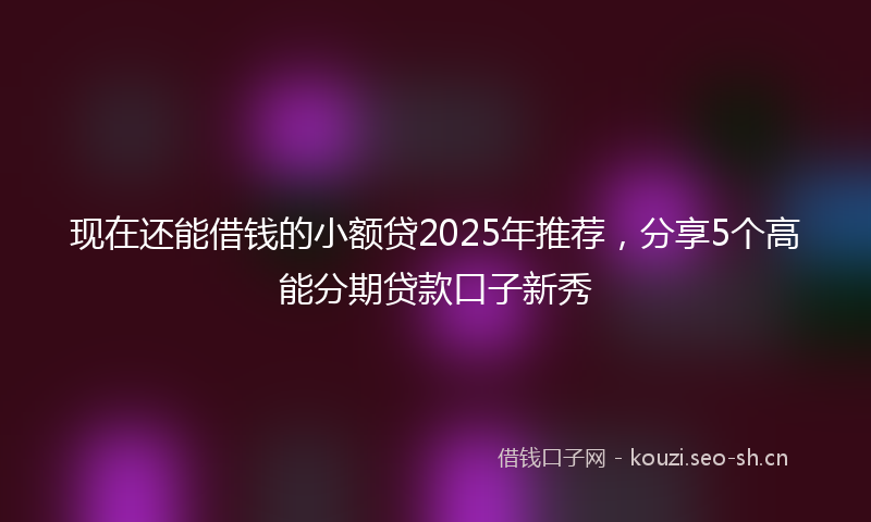 现在还能借钱的小额贷2025年推荐，分享5个高能分期贷款口子新秀