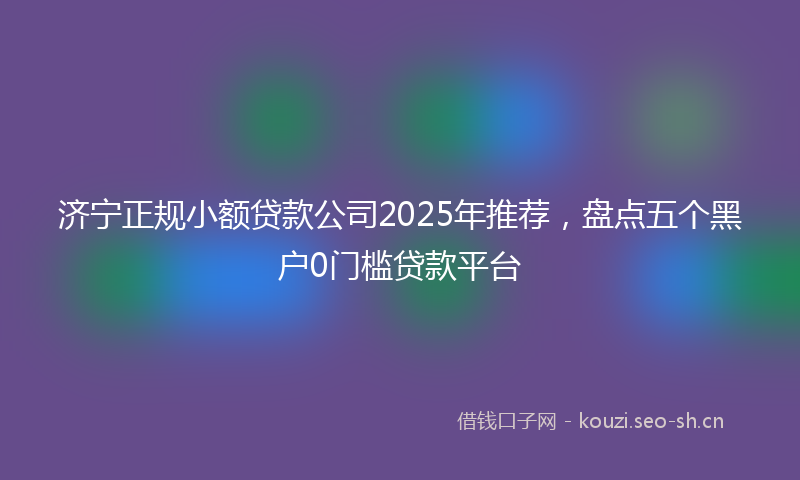 济宁正规小额贷款公司2025年推荐，盘点五个黑户0门槛贷款平台