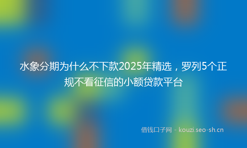 水象分期为什么不下款2025年精选，罗列5个正规不看征信的小额贷款平台