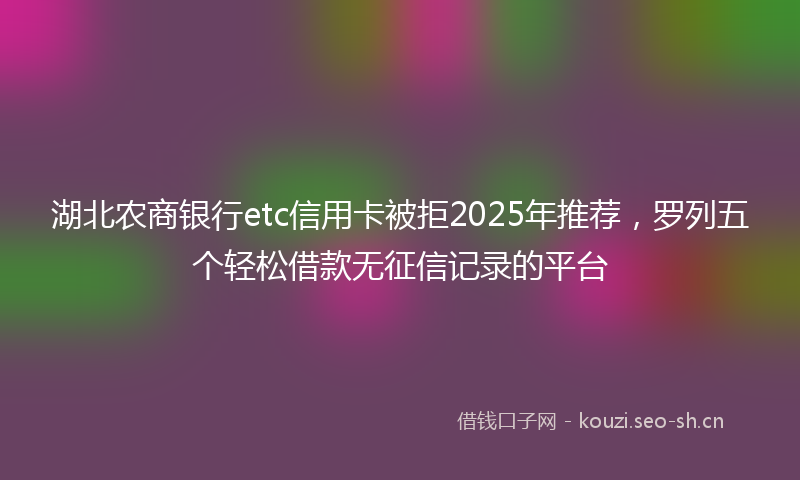 湖北农商银行etc信用卡被拒2025年推荐，罗列五个轻松借款无征信记录的平台