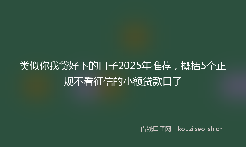 类似你我贷好下的口子2025年推荐，概括5个正规不看征信的小额贷款口子