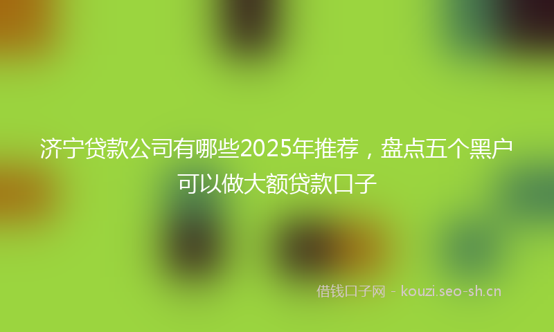 济宁贷款公司有哪些2025年推荐，盘点五个黑户可以做大额贷款口子