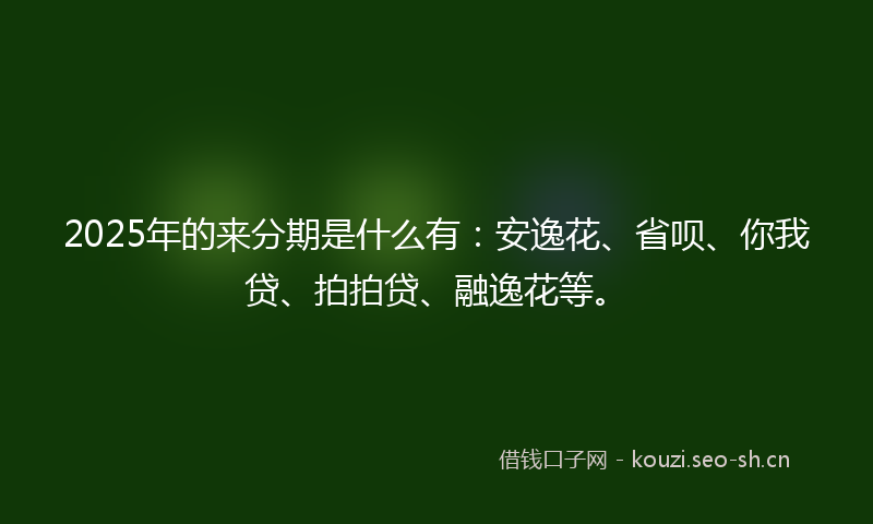 2025年的来分期是什么有：安逸花、省呗、你我贷、拍拍贷、融逸花等。