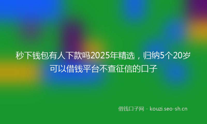 秒下钱包有人下款吗2025年精选，归纳5个20岁可以借钱平台不查征信的口子