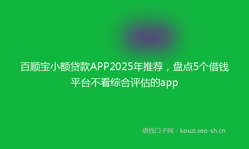 百顺宝小额贷款APP2025年推荐,盘点5个借钱平台不看综合评估的app