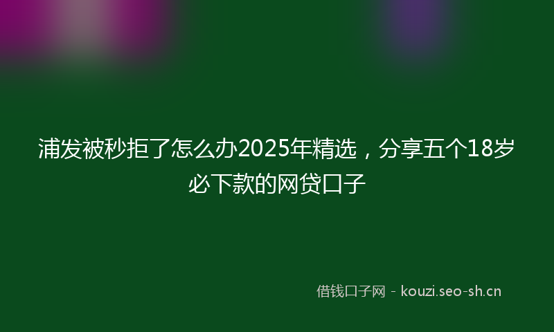浦发被秒拒了怎么办2025年精选，分享五个18岁必下款的网贷口子