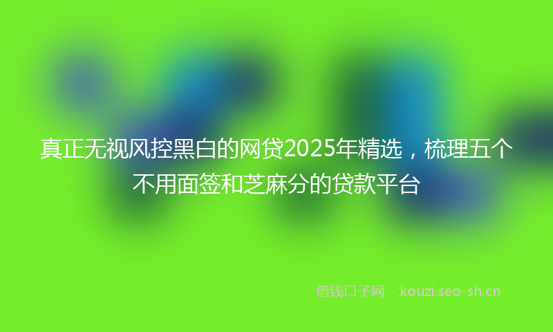 真正无视风控黑白的网贷2025年精选,梳理五个不用面签和芝麻分的贷款平台