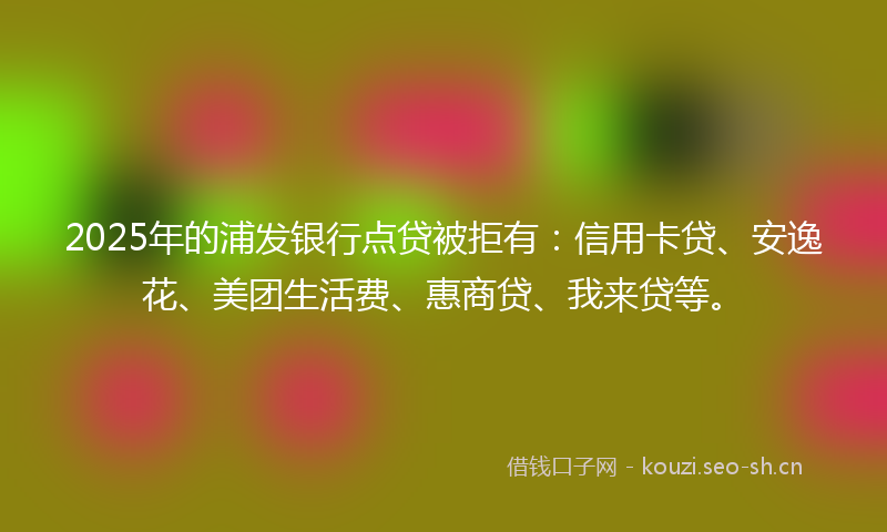 2025年的浦发银行点贷被拒有：信用卡贷、安逸花、美团生活费、惠商贷、我来贷等。