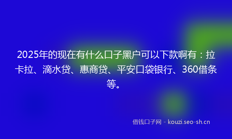 2025年的现在有什么口子黑户可以下款啊有：拉卡拉、滴水贷、惠商贷、平安口袋银行、360借条等。