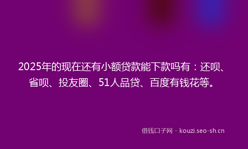 2025年的现在还有小额贷款能下款吗有:还呗、省呗、投友圈、51人品贷、百度有钱花等。