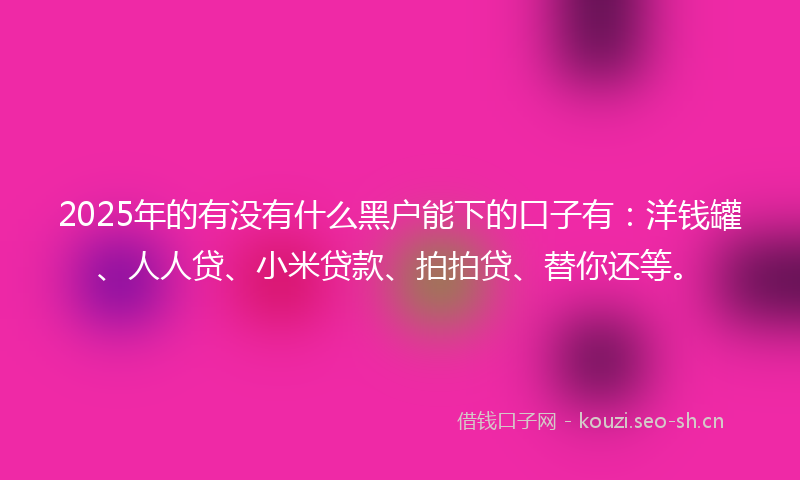2025年的有没有什么黑户能下的口子有：洋钱罐、人人贷、小米贷款、拍拍贷、替你还等。