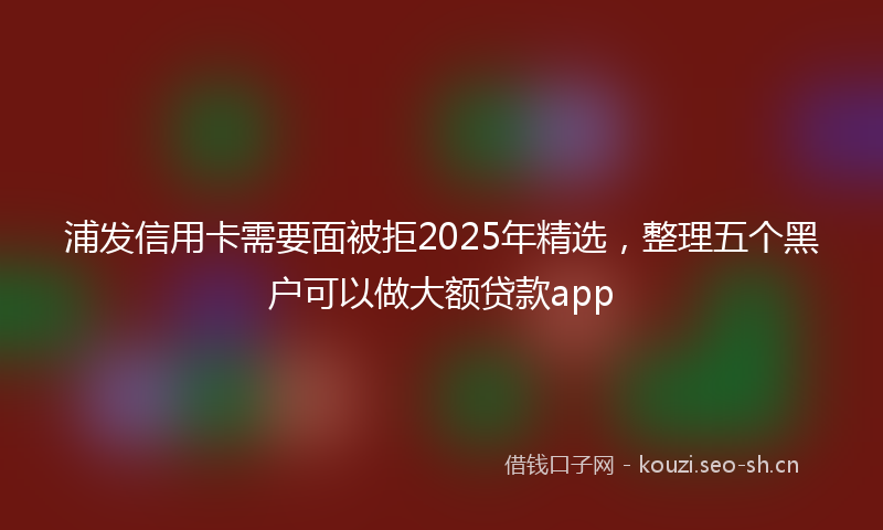 浦发信用卡需要面被拒2025年精选，整理五个黑户可以做大额贷款app