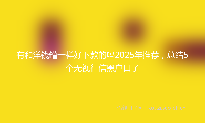 有和洋钱罐一样好下款的吗2025年推荐，总结5个无视征信黑户口子