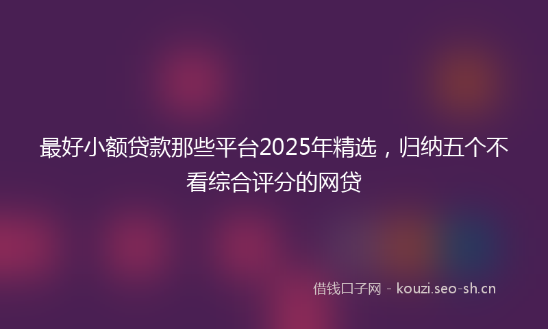 最好小额贷款那些平台2025年精选，归纳五个不看综合评分的网贷