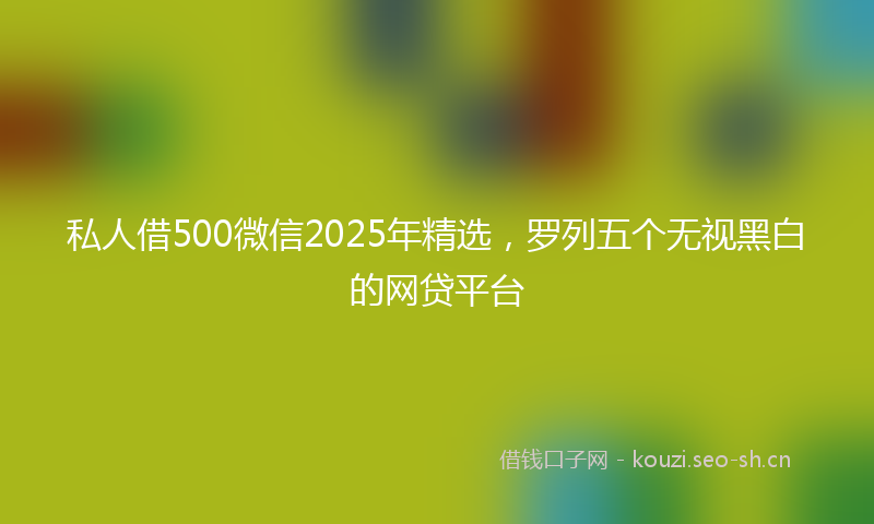 私人借500微信2025年精选，罗列五个无视黑白的网贷平台