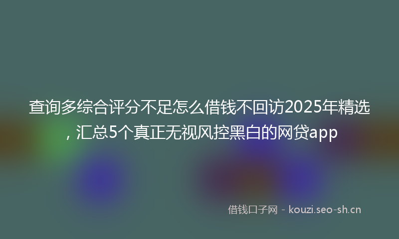 查询多综合评分不足怎么借钱不回访2025年精选，汇总5个真正无视风控黑白的网贷app