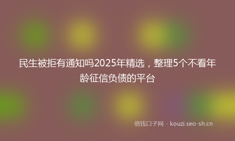 民生被拒有通知吗2025年精选，整理5个不看年龄征信负债的平台