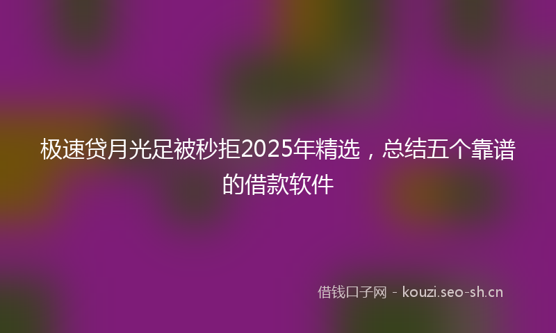 极速贷月光足被秒拒2025年精选，总结五个靠谱的借款软件