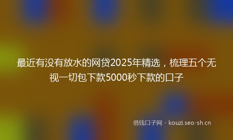最近有没有放水的网贷2025年精选，梳理五个无视一切包下款5000秒下款的口子