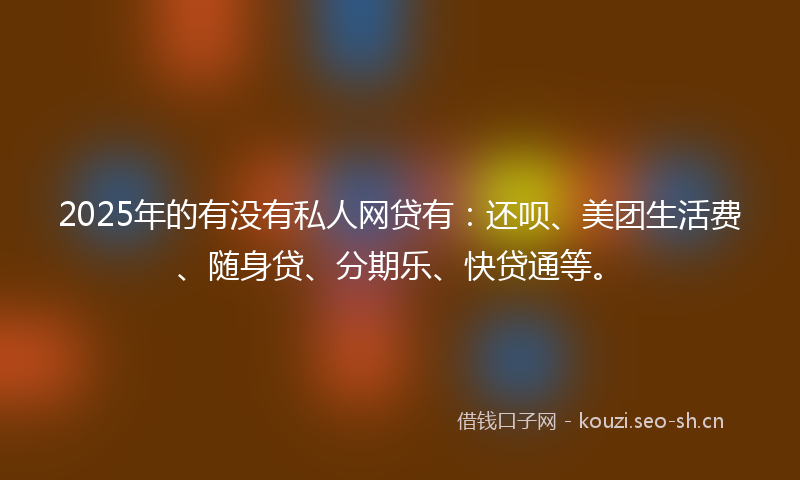 2025年的有没有私人网贷有：还呗、美团生活费、随身贷、分期乐、快贷通等。