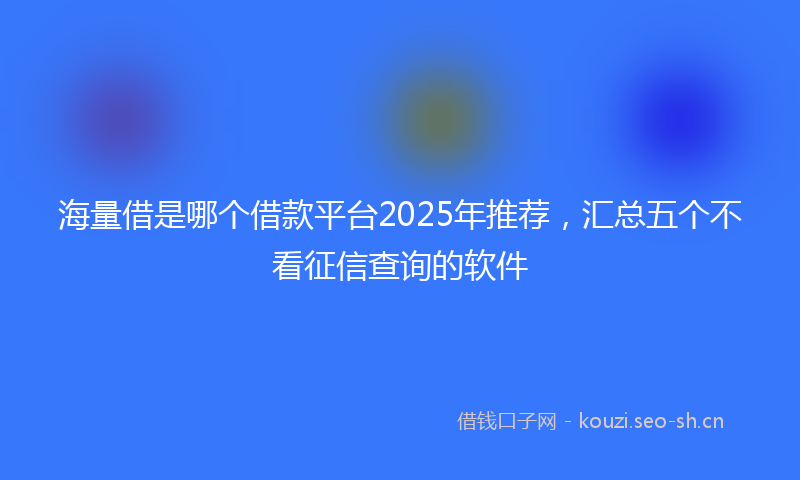 海量借是哪个借款平台2025年推荐，汇总五个不看征信查询的软件