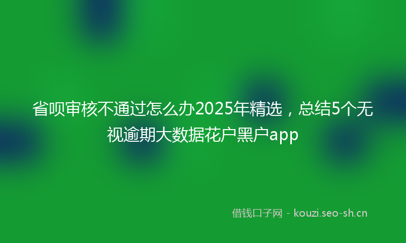省呗审核不通过怎么办2025年精选，总结5个无视逾期大数据花户黑户app