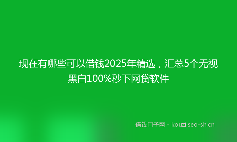现在有哪些可以借钱2025年精选，汇总5个无视黑白100%秒下网贷软件