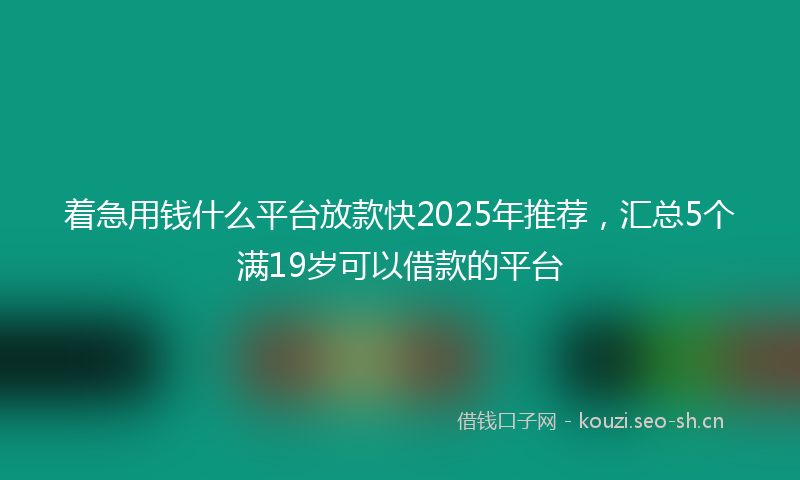 着急用钱什么平台放款快2025年推荐，汇总5个满19岁可以借款的平台