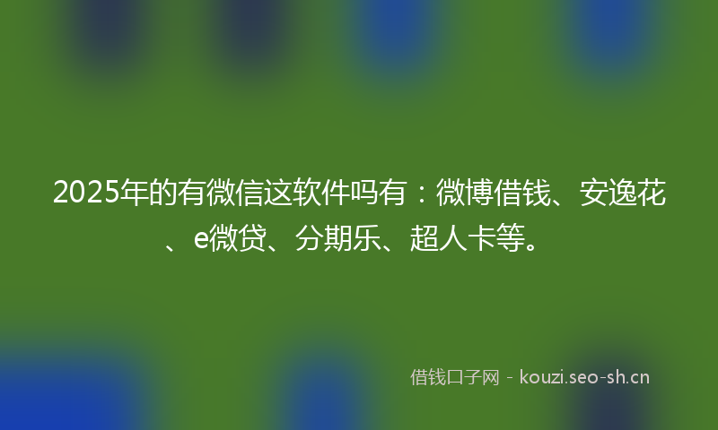 2025年的有微信这软件吗有：微博借钱、安逸花、e微贷、分期乐、超人卡等。