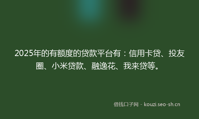 2025年的有额度的贷款平台有：信用卡贷、投友圈、小米贷款、融逸花、我来贷等。