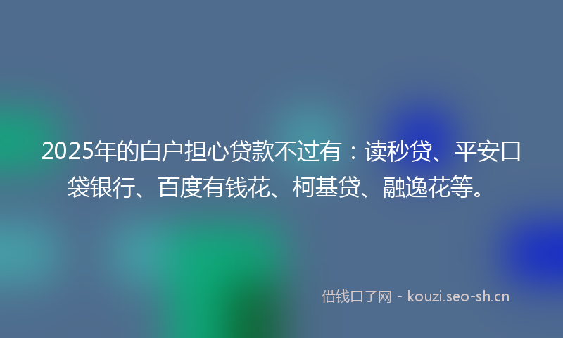 2025年的白户担心贷款不过有：读秒贷、平安口袋银行、百度有钱花、柯基贷、融逸花等。