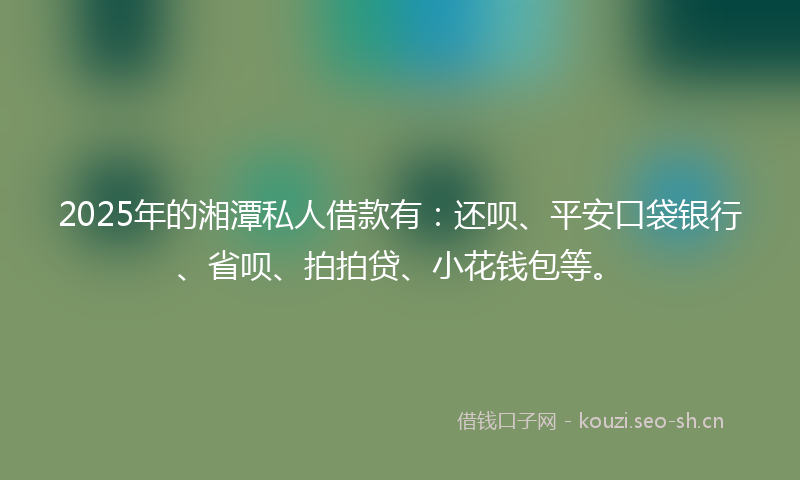 2025年的湘潭私人借款有：还呗、平安口袋银行、省呗、拍拍贷、小花钱包等。