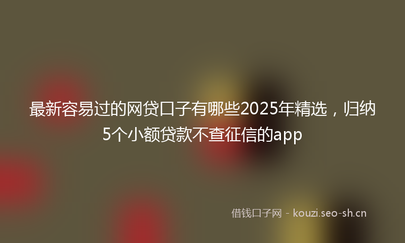 最新容易过的网贷口子有哪些2025年精选，归纳5个小额贷款不查征信的app