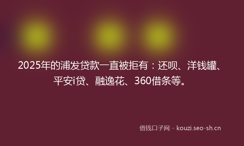 2025年的浦发贷款一直被拒有:还呗、洋钱罐、平安i贷、融逸花、360借条等。