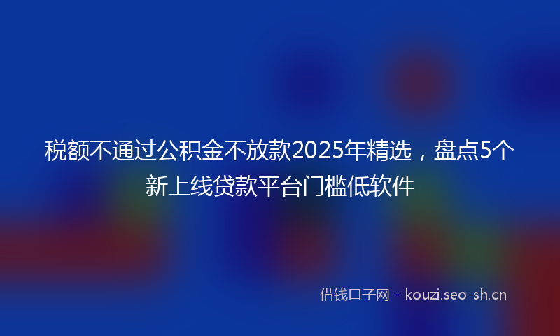 税额不通过公积金不放款2025年精选，盘点5个新上线贷款平台门槛低软件