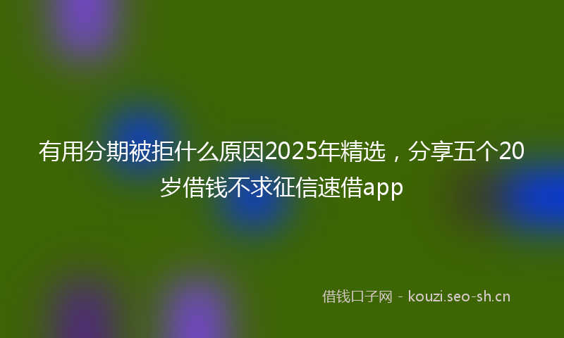有用分期被拒什么原因2025年精选，分享五个20岁借钱不求征信速借app