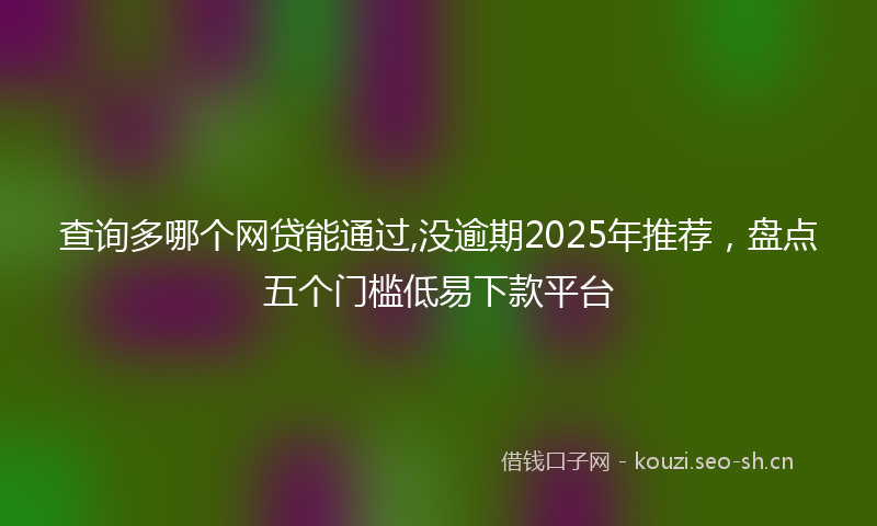 查询多哪个网贷能通过,没逾期2025年推荐，盘点五个门槛低易下款平台