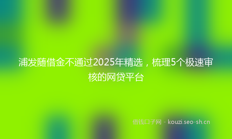 浦发随借金不通过2025年精选，梳理5个极速审核的网贷平台