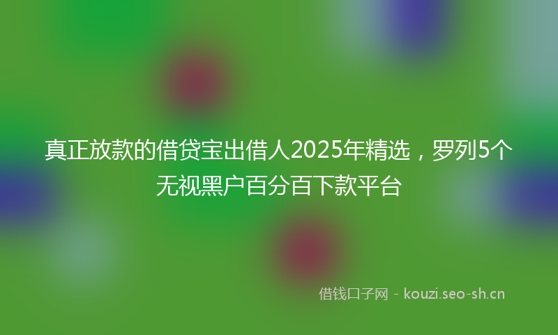 真正放款的借贷宝出借人2025年精选，罗列5个无视黑户百分百下款平台