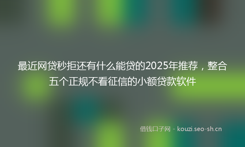 最近网贷秒拒还有什么能贷的2025年推荐,整合五个正规不看征信的小额贷款软件