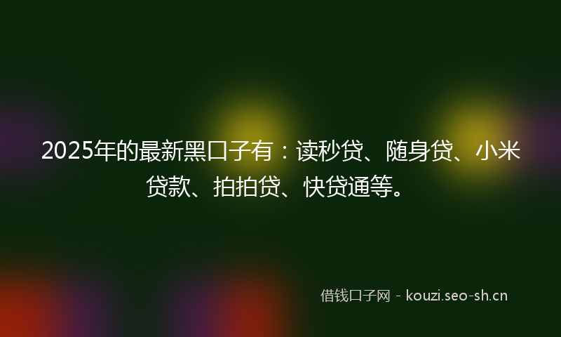 2025年的最新黑口子有：读秒贷、随身贷、小米贷款、拍拍贷、快贷通等。